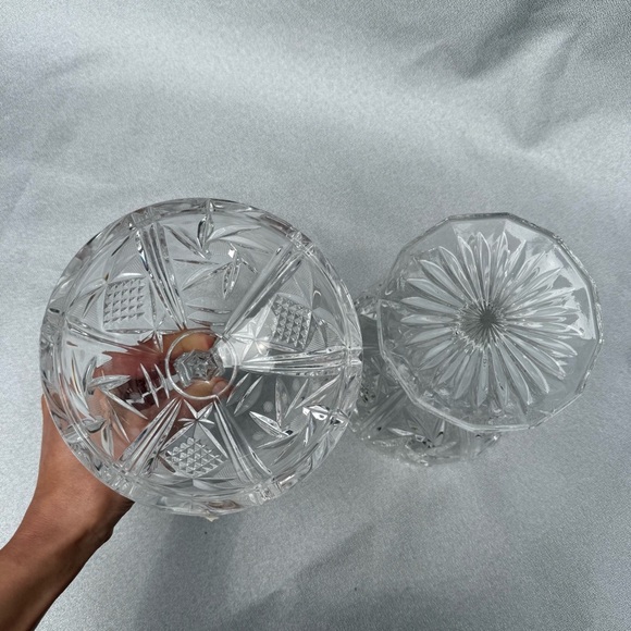 Vintage 15" Tall Genuine Crystal Heavy HandCut Glass Jar Candy Dish Ball Germany - Picture 7 of 8